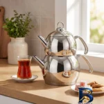 نمای بسته بندی ست کتری و قوری کرکماز مدل Tombik کد A۱۰۴ اصل برچسب و بسته بندی