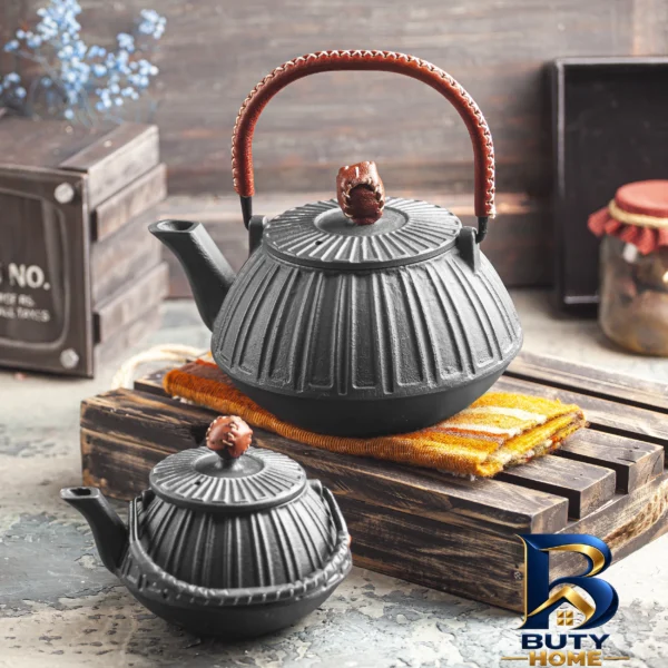 نمای بسته بندی کتری و قوری چدن نالینو مدل Fiorella برچسب و بسته بندی