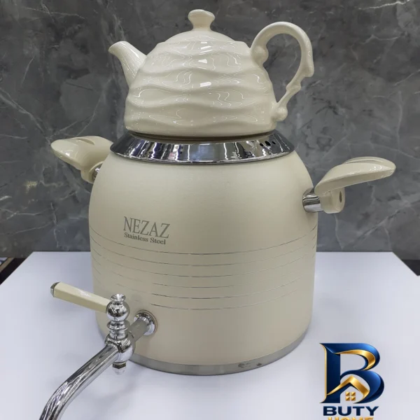 نمای بسته بندی ست کتری و قوری نزاز مدل 3031 برچسب و بسته بندی