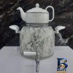 نمای بسته بندی ست کتری و قوری نزاز مدل قالب ترک با طرح سنگ برچسب و بسته بندی