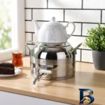 نمای بسته بندی ست کتری و قوری روزینو مدل استیل گنجایش ۵ لیتر ۱ لیتر اصل برچسب و بسته بندی