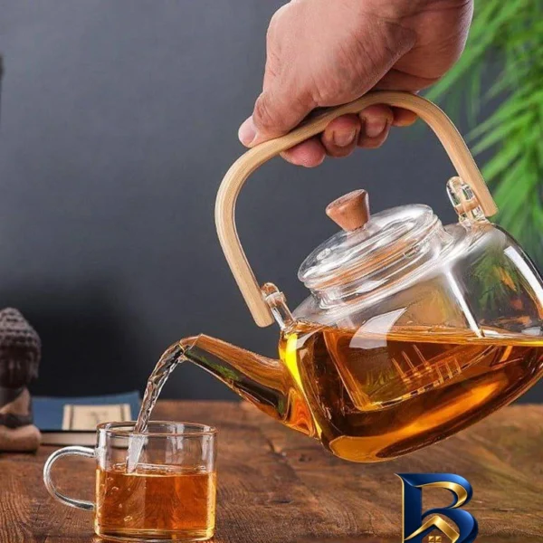 نمای بسته بندی قوری مدل دسته بامبو اصل برچسب و بسته بندی