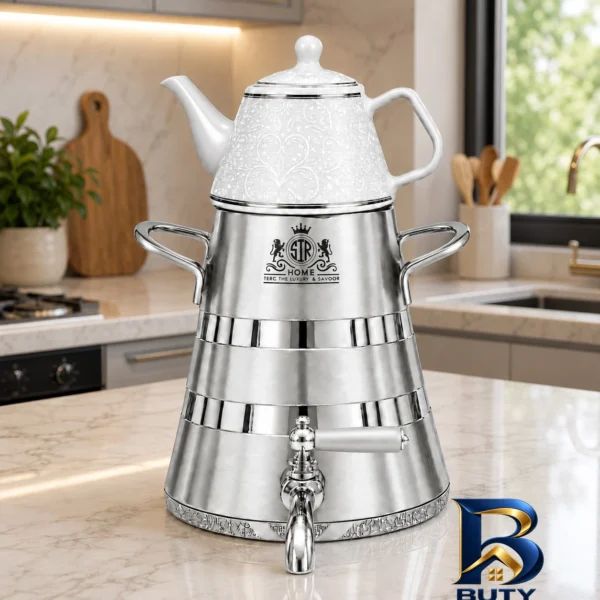 نمای بسته بندی ست کتری و قوری سر هوم مدل 1065 با کیفیت عالی برچسب و بسته بندی