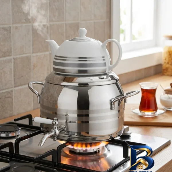 نمای بسته بندی ست قوری و کتری مدل 2257st برچسب و بسته بندی