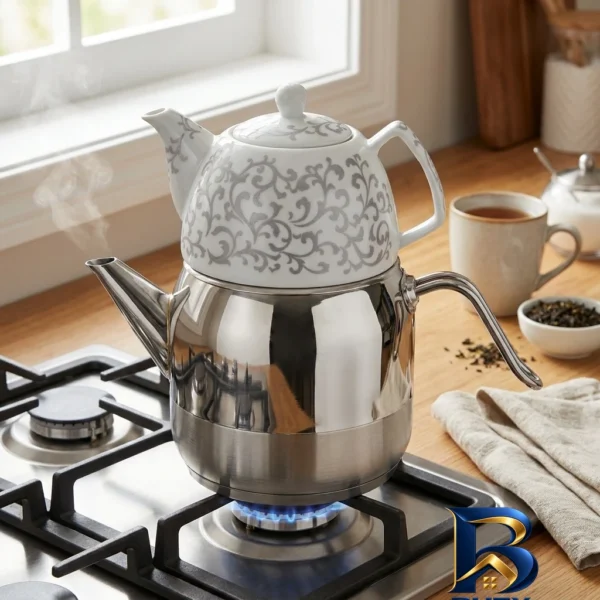 نمای بسته بندی ست کتری و قوری کد un-۷۲۸۰ اصل برچسب و بسته بندی