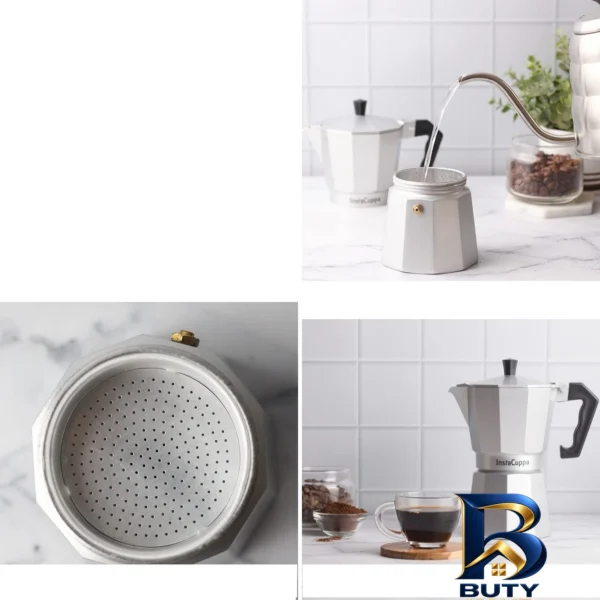 نمای بسته بندی قهوه جوش سه کاپ مدل کد 3426 برچسب و بسته بندی