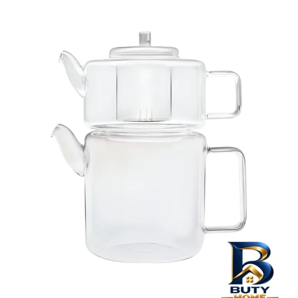 نمای بسته بندی ست کتری و قوری مدل شیشه ای کد prx-۲+۱.۲ اصل برچسب و بسته بندی