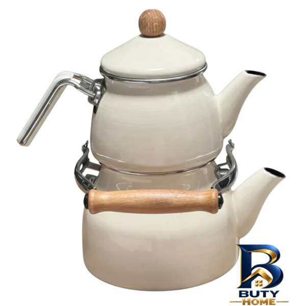 نمای بسته بندی ست کتری و قوری شاهین مدل KRM-PRL گنجایش ۲.۱ لیتر ۱.۱ لیتر اصل برچسب و بسته بندی