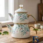 نمای بسته بندی ست کتری و قوری مدل شاهین J برچسب و بسته بندی
