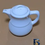 نمای بسته بندی قوری توس چینی مدل هتلی کد p۴ گنجایش ۴۰۰ میلی لیتر اصل برچسب و بسته بندی