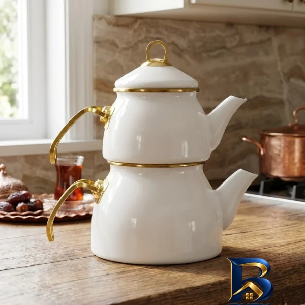 نمای بسته بندی ست کتری و قوری شاهین مدل R برچسب و بسته بندی