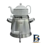 نمای بسته بندی ست کتری و قوری تی جی اچ مدل کاوه با کف چدن برچسب و بسته بندی
