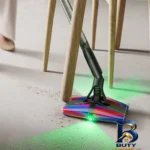 نمای کناری جارو شارژی هوشمند دایسون مدل Fluffycones Pencilvac پروفایل جعبه و مهرکاری