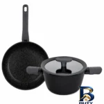 نمای کناری سرویس قابلمه و تابه گرانیت ۳ پارچه لیدوما مدل لئو پروفایل و ساختار