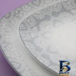نمای بسته بندی سرویس غذاخوری ۲۷ پارچه چینی زرین ایران مدل ادلین درجه عالی برچسب و بسته بندی