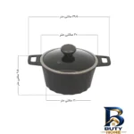 نمای کناری قابلمه تکنو مدل Diamond با روکش گرانیتی و در سوپاپ دار پروفایل و ساختار
