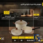 نمای جزئیات سرویس پخت و پز ۱۱ پارچه پی ام تی مدل السا پرداخت و جزئیات مواد