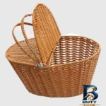 نمای جزئیات سبد پیک نیک مدل هایدی با طراحی بیضی پرداخت و جزئیات مواد