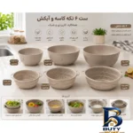 نمای جزئیات آبکش و آبگیر ادنا پلاستیک مدل Nesting مجموعه 6 عددی پرداخت و جزئیات مواد