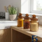 نمای جزئیات ست جای ادویه ۳ تکه شیشه ای طرح ترک پرداخت و جزئیات مواد