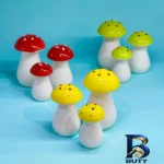 نمای جزئیات نمکدان سرامیکی مدل قارچ سه عددی پرداخت و جزئیات مواد
