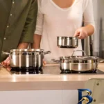 نمای جزئیات قابلمه کرکماز آلفا با بدنه فولادی و دسته عایق پرداخت و جزئیات مواد
