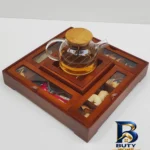 نمای جزئیات جعبه چای کیسه ای مدل آراد با طراحی زیبا پرداخت و جزئیات مواد