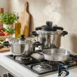 نمای جزئیات زودپز دوقلو جی فی نی با ظرفیت 4 و پرداخت و جزئیات مواد