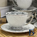 نمای جزئیات سرویس چای خوری ۱۲ پارچه ۶ نفره شاهین مدل Dantella E پرداخت و جزئیات مواد