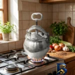 نمای جزئیات زودپز آلومینیومی با گنجایش پرداخت و جزئیات مواد