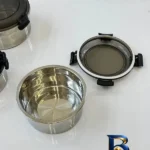 نمای جزئیات ظرف نگهدارنده استیل مدل دربدار مناسب برای یخچال بسته ۳ عددی پرداخت و جزئیات مواد