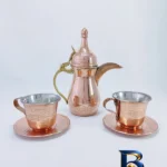 نمای جزئیات ست ۵ تکه دله و فنجان مسی مدل یادگار کد HS۵۹ اصل پرداخت و جزئیات مواد