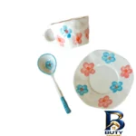 نمای جزئیات سرویس چای خوری ۲ پارچه ۱ نفره مدل Flower پرداخت و جزئیات مواد