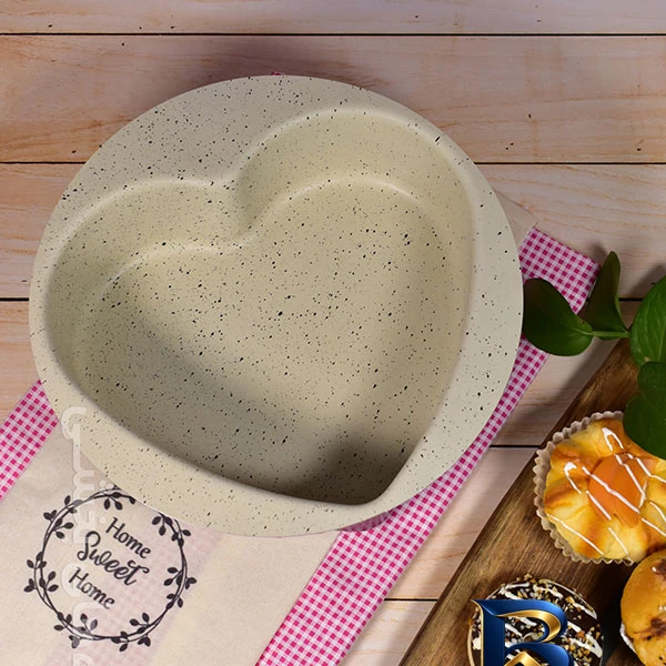 نمای بسته بندی قالب کیک به گز مدل قلبی اصل برچسب و بسته بندی