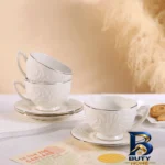 نمای جزئیات سرویس چای خوری ۱۲ پارچه ۶ نفره شاهین مدل Dantella C پرداخت و جزئیات مواد
