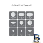 نمای جزئیات سرویس غذاخوری 29 پارچه 6 نفره چینی زرین ایران مدل نئوکلاسیک فلورنتیا اصل پرداخت و جزئیات مواد