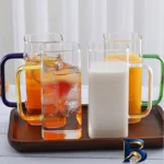 نمای جزئیات لیوان بلند مدل مربع با طراحی زیبا پرداخت و جزئیات مواد