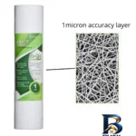 نمای جزئیات فیلتر دستگاه تصفیه آب بلوط مدل الیافی 05 PP SEDIMENT بسته 5 عددی نمای نزدیک رشته ها و بافت