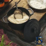 نمای جزئیات قابلمه چدن نالینو مدل Feleti با روکش دیسکاور پرداخت و جزئیات مواد