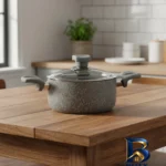 نمای جزئیات قابلمه گرانیت ریوالد با طراحی مناسب و دستگیره باکالیت پرداخت و جزئیات مواد