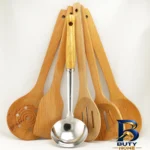 نمای بسته بندی سرویس کفگیر و ملاقه چوبی ۶ پارچه مدل CH۶NEW اصل مهر کیسه و مواد