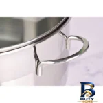 نمای جزئیات قابلمه استیل ام جی اس با کیفیت بالا پرداخت و جزئیات مواد