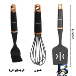 نمای بسته بندی سرویس کفگیر و ملاقه ۷ پارچه شاهین مدل STEELA_۷SH اصل مهر کیسه و مواد