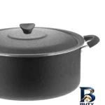 نمای جزئیات قابلمه آوا گرانیتی با روکش نچسب و دسته باکالیت پرداخت و جزئیات مواد