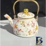 نمای جزئیات کتری گلدار مدل لعابی با گنجایش 2.8 لیتر پرداخت و جزئیات مواد