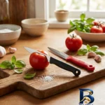 نمای جزئیات چاقو آشپزخانه مدل هندل بسته دو عددی باکیفیت پرداخت و جزئیات مواد