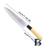 نمای جزئیات چاقو آشپزخانه با تیغه فولاد ضدزنگ و دسته پلاستیک هونگ ژیان مدل کامفورت کلاسیک پرداخت و جزئیات مواد