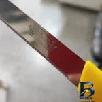 نمای جزئیات چاقو آشپزخانه با تیغه استیل و دسته پلاستیک مدل اره ای کد 06 بسته 6 عددی پرداخت و جزئیات مواد