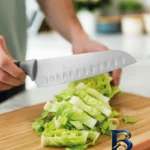 نمای جزئیات چاقو برگهف ساطوری مدل LEO Santoku پرداخت و جزئیات مواد