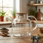نمای جزئیات قوری پیرکس با شعله مستقیم پرداخت و جزئیات مواد